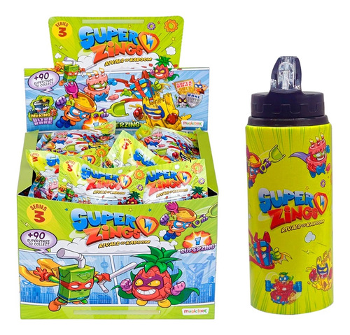 Pack Caja 25 Sobres Superzings + 1 Botella Escolar Serie 3