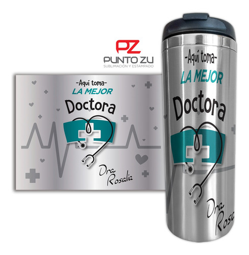 Termo Doctor Doctora Médicos Doble Pared Con Nombre