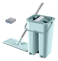 Comprar Trapeador Balde Escurridor 2 Mopas Paños Plana Limpieza 360°