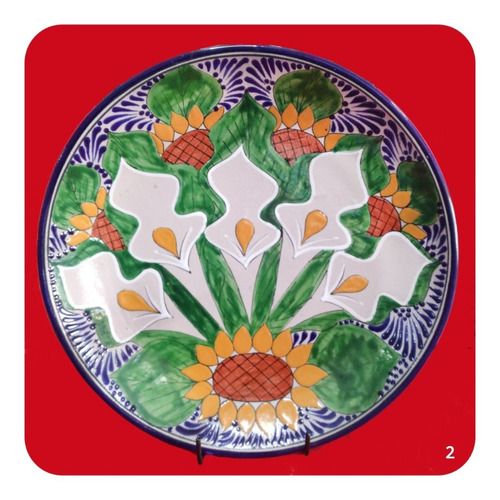 Plato De Talavera Poblana Platón Girasol Alcatraz 40cm  Plt