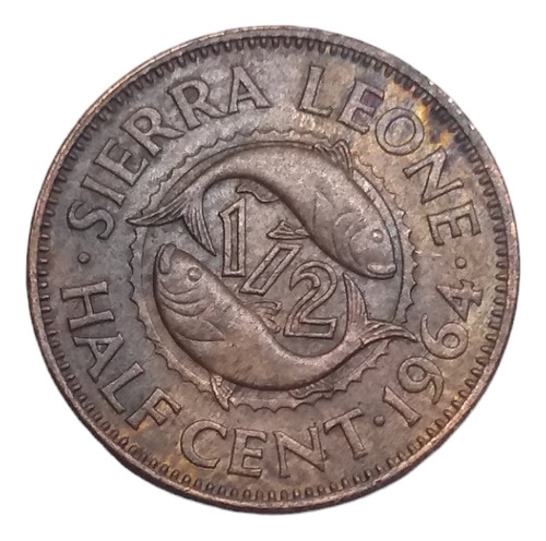 Moneda Sierra Leona 1/2 Centavo Año 1964 Sir Milton Margai