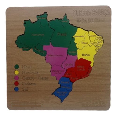 Quebra Cabeça Mapa Do Brasil Mdf