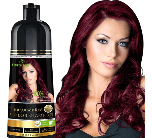 Shampoo Con Tinte Natural Herbishh - Color Borgoña