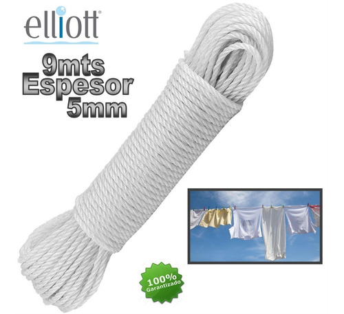 Cuerda De Nylon 9mt Espesor 5mm Para Tenderse Ropa Camping