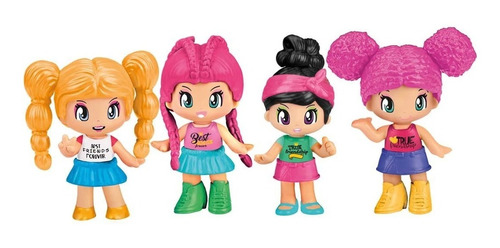 Pinypon 2 Figuras Mejores Amigas C/ Accesorios Original 5572 Pelo Rosa Y Morocha