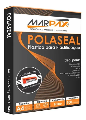 comprar Polaseal A4 Plástico Para Plastificação 220x307x0,05mm 100un