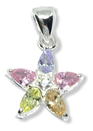 Dije Flor Con Cadena De Plata 925 Y Piedras (arg50056)