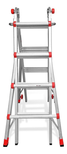 Escalera de aluminio multipropósito Little Giant 14417 plateado y rojo