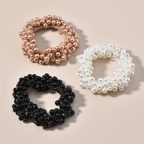 Qk Set Cintas Elásticas Con Perlas Falsas Suaves