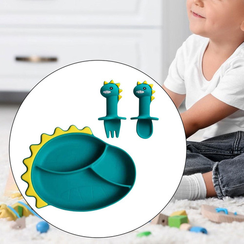 - Juego De Cuchara Y Tenedor Con Ventosa De Silicona Con