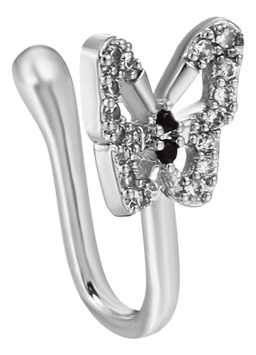 Anillo De Nariz Falsa Con Clip Único En Forma De Mariposa