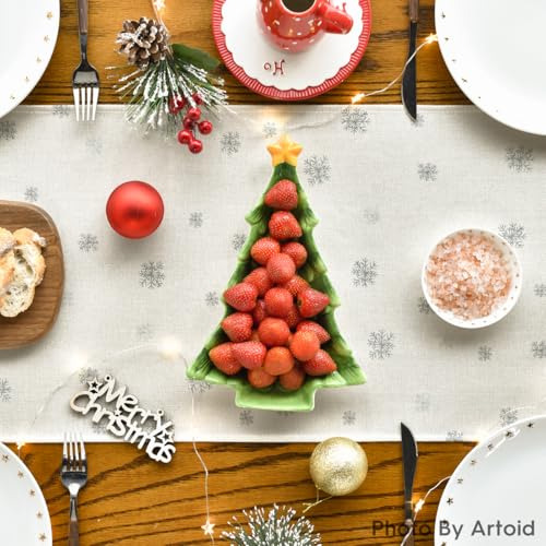 Mantel De Mesa De Navidad Con Árboles De Navidad, Copos De