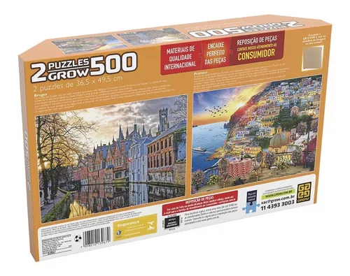 Quebra-Cabeça Duplo Skylines Cosmopolitas 500 Peças - Grow Quebra