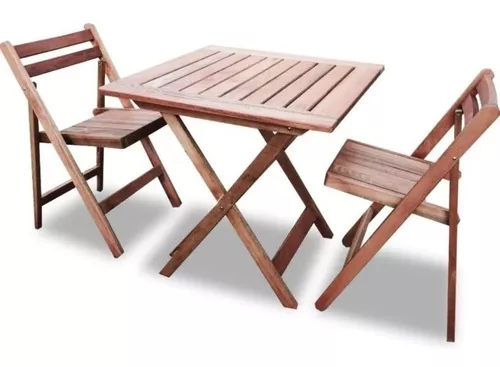 Confort y Muebles - #Mesa #sillas #Verano #plegables #madera • 1 mesa + 2 sillas  plegables en madera de pino. • Mesa de 75x75cm y 75cm de altura. • Se  entregan sin