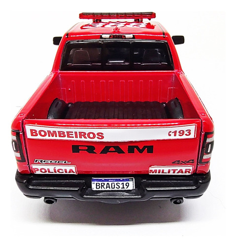 Kit 2 Miniatura Polícia Militar E Bombeiros - Dodge Ram 1/46 Cor Preto