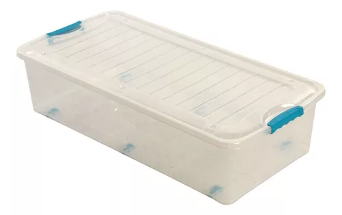 Caja bajo cama Clip Easy Roll transparente 50 litros