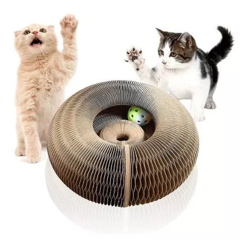 Brinquedo mágico para gato com bola de sino, placa de arranhões