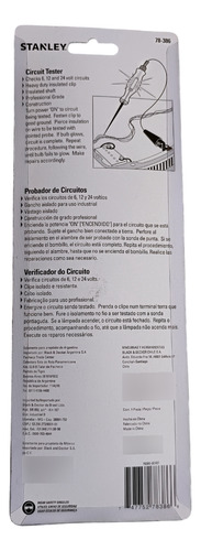 Probador De Circuitos 6, 12 Y 24 V. (78-386la) Stanley