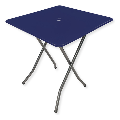 Mesa Fibra De Vidrio 70x70 Plegable Ideal Jardin Exterior Azul