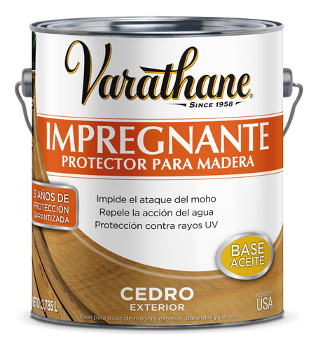 Impregnante Protector Base Aceite Brillante Varathane 3,785l Color Cedro