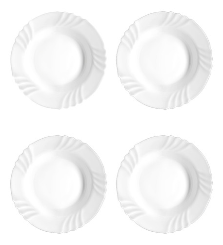 Set X 4 Platos Hondos Vidrio Templado Petalo 24 Cm 