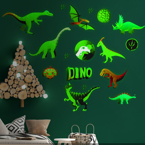 Calcomanías De Pared Con Diseño De Dinosaurios Luminosos, 14