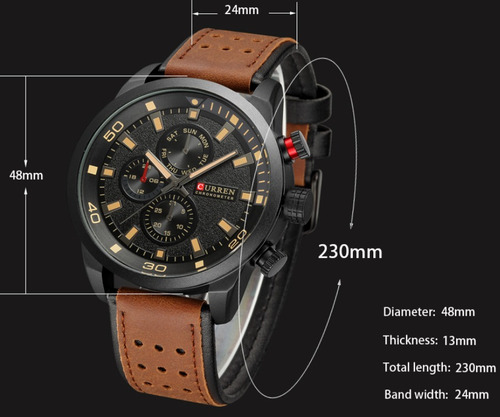 Imagen 6 de 6 de Reloj De Cuero Deportivo De Lujo Curren Para Hombre Chronogr