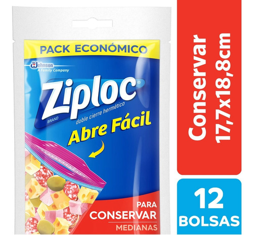 Ziploc Bolsa Conserva Mediana 12 Unidades - 12 Paquetes