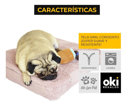 Imagen 4 de 6 de Cucha Perro Cama Para Perros Corderito 50x60 Espuma Rosa