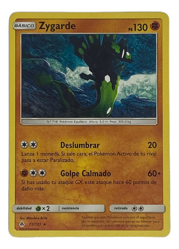 Zygarde Carta Pokémon Original Tcg Español 72/131