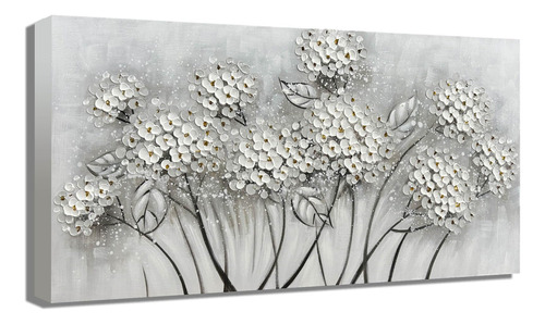 Arte De Pared De Flores Blancas, Arte Impreso En Lienzo, Cua
