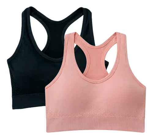 Kit 2 Top Nadador Fitness Com Bojo Costura Reforçada Fitness Preto-rosa Gg