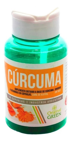 Cúrcuma + Jengibre + Vitamina E - Vegano 30 Capsulas Sabor Neutro