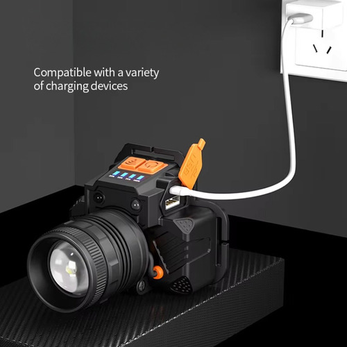 Faro De Inducción Led T6 Con Carga Usb Y Pantalla De Aliment