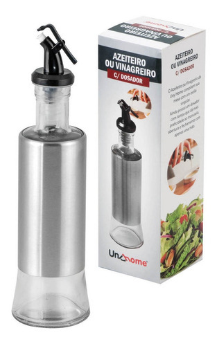 Kit 2 Porta Azeite Vinagre Em Vidro Aço Inox Dosador Unygift