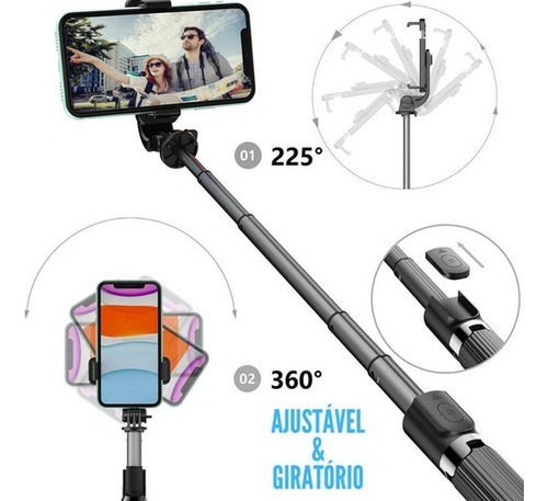 Tripé Pau De Selfie Com Led Controle Celular Foto E Filmagem
