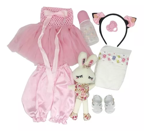 Boneca Bebê Reborn 45 cm Feita À Mão Com Roupinha Pink - Ifcat ToyStore