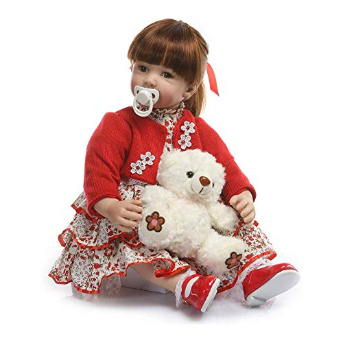 Angelbaby Cute Reborn Silicone Toddler Dolls Girls Brown Eye