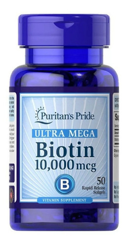 Biotina 10,000 mcg - 50 cápsulas blandas - Purita'n Pride