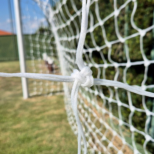 Par De Rede Para Trave De Gol Society Suiço 4mts Fio 8 Nylon Cor Branco