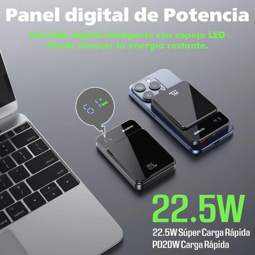Power Bank Batería Portátil Con Magsafe 5000mah Kbod Pwr-10 Color Negro