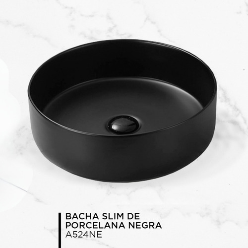 Imagen 4 de 9 de Bacha Lavatorio Baño Redonda Negra Pileta Apoyo Piazza A524