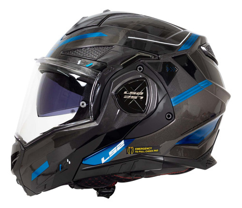 Casco Abatible De Moto Ls2 Ff901 Advant X Spectrum Gris/azul Color Gris oscuro Tamaño del casco L (59-60cm)