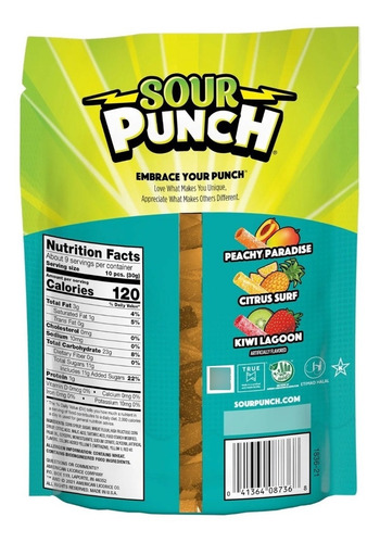 Dulce Sour Punch Bites Bolsa 255g / 9oz Agridulce Dif Sabor