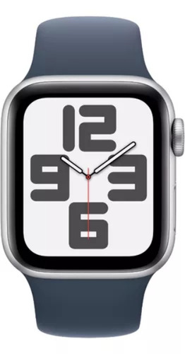 Apple Watch Watch SE (GPS+Cellular) 2nd Generation A2725 40 mm - M/L - Alumínio - Fluoroelastómero - Alumínio - Prateado - Correa esportiva - Azul tempestade - Prata (Inclui: Com rede móvel) - Distribuidor Autorizado