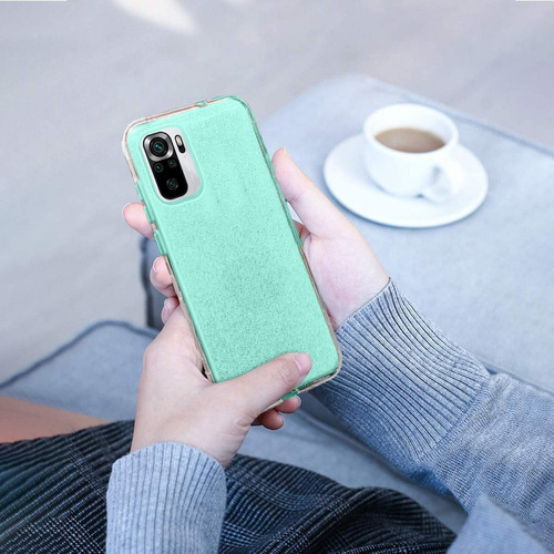 Kit Mica Cristal + Funda Xiaomi Rigida Tres Piezas Mujer Color Azul Claro Modelo De La Funda Poco M3 Pro 5g