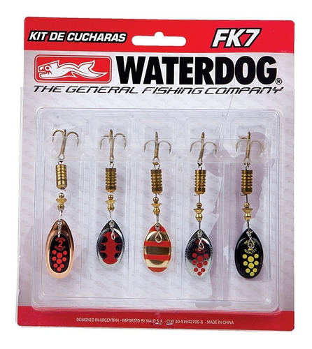 Kit X 5 Cucharas Aero Spinner Giratorias Waterdog Fk7 Pesca