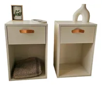 Comprar 2 Mesitas De Luz. Mesas De Melamina Con Cajón Y Estante