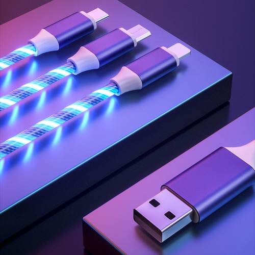 - Cable 3en1 Led Carga Rápida 2a Triple Con Usb/tipo C/micro