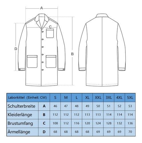 Bata Laboratorio Blanca Uniforme Médico 100% Algodón Unisex